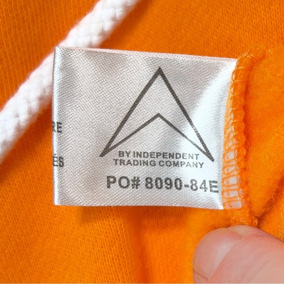 Unisex Lightweight Hoodie Mens L Slim Fit Orange🍊 Full Zip Up White Drawstrings - Picture 13 of 16